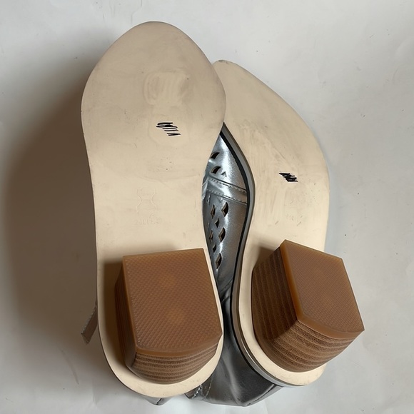 Silver Perforated Ankle Strap Stacked Heel Custom Made Dance Shoes size 7 - Picture 9 of 15